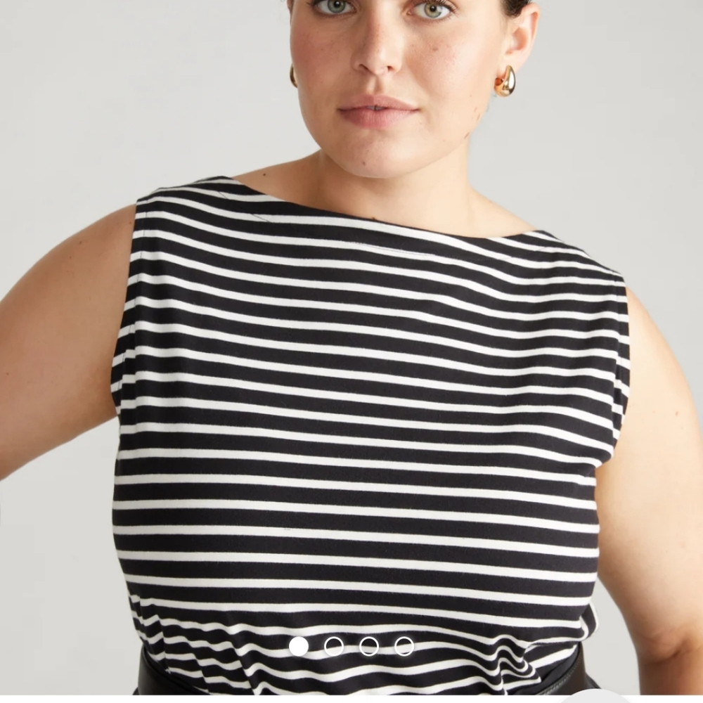 Noyack Breton Stripe Boatneck Tank Black And White Stripe